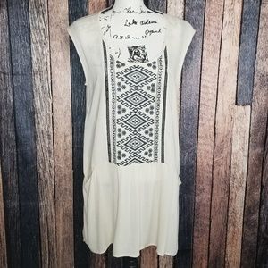 Love Stitch embroidered panel mini dress